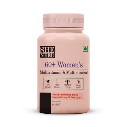 SheNeed  60+ Multivitamins and Minerals for Women - for Everyday Nutrition & Energy – 60 Tablets