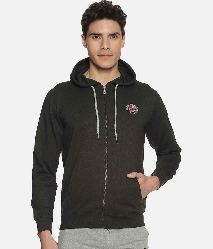 Dollar Cotton Blend Hooded Men's Sweatshirt - Charcoal ( Pack of 1 )