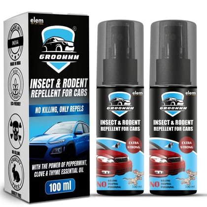 GROOMMM™ Insect & Rodent Repellent Spray for Car | (100 ml X 2) | Protect Your Car and Bike Wires  from Rat & Rodent-pack of 2