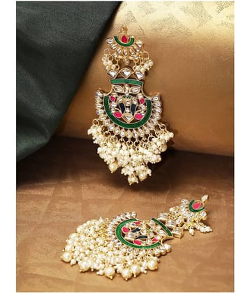 Priyaasi Gold-Plated Kundan Chandbalis for Women and Girls (Multicolor)