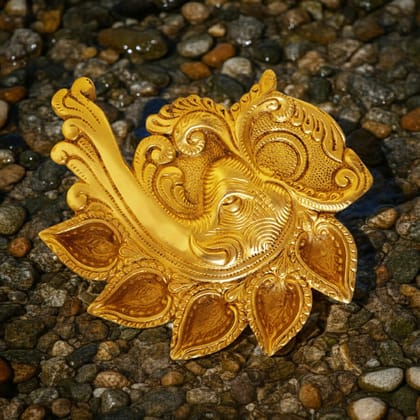 Brass Elephant Face Conch Shape Deepak 5 Wicks (BSMAS1187 A)