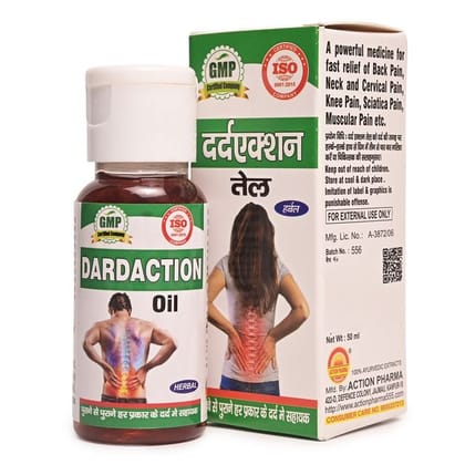 Action Pharma I Dard Action I Oil I Helpful in All Types of Chronic Pain I Muscle Strain I Body Pain I Sprains I Swelling I Sciatica I Neck (Cervical) I Back Pain I Post-Illness I Weakness I Joint Pain I Knee Pain I 50 ML