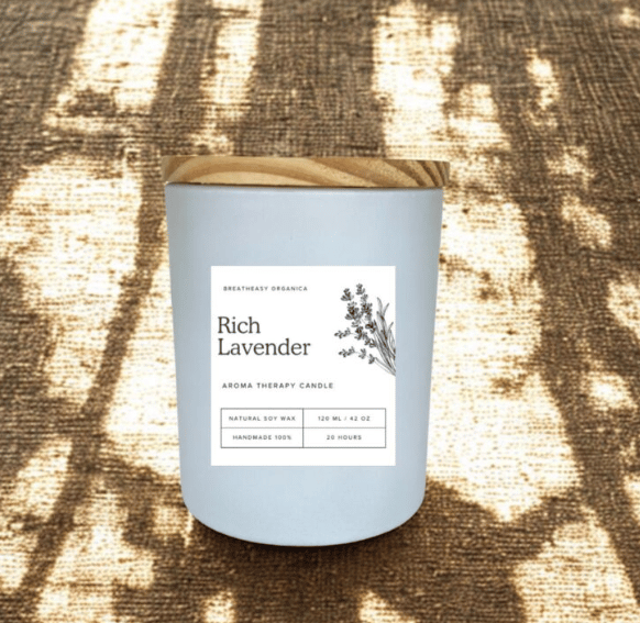 Wooden Lid White Jar Aroma Therapy Candle 200 ML