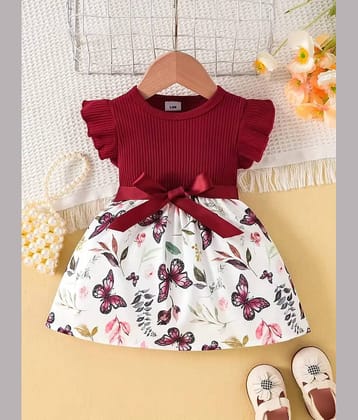 MUSNAH GARMENTS Cotton T-shirt Dress For Baby Girls ( Pack of 1 , Maroon )