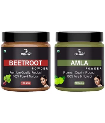 Oilanic 100% Pure Beetroot Powder & Amla Powder For Skincare Hair Mask 200 g Pack of 2