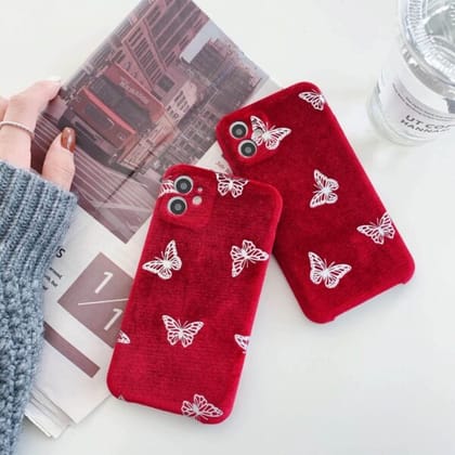 Butterfly Velvet Fabric Classy Soft Case-iPhone 12 Pro