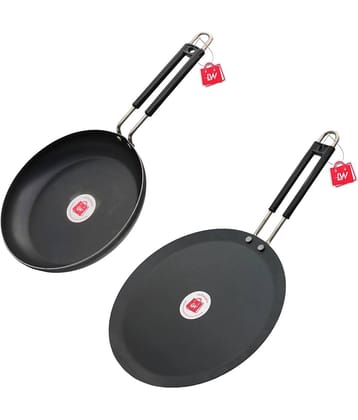LAZYWINDOW Iron Fry Pan & Tawa Black Iron No Coating ( Set of 1 )