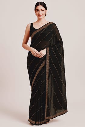 Elegant Teal Blue Partywear Saree with Sequin Embellishments