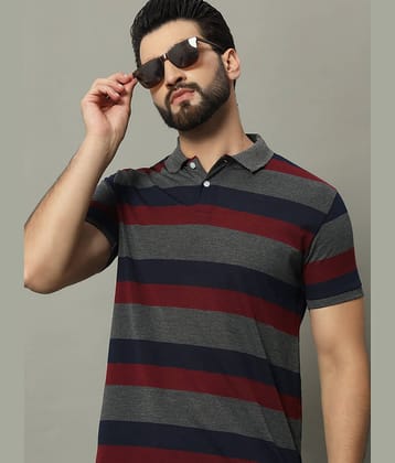 GET GOLF Cotton Blend Regular Fit Striped Half Sleeves Men's Polo T Shirt - Multicolor ( Pack of 1 )