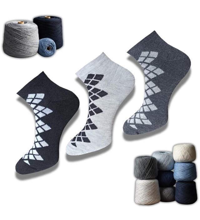 3-Pair Set Unisex Casual Cotton Printed Low Cut Socks (Multicolor)