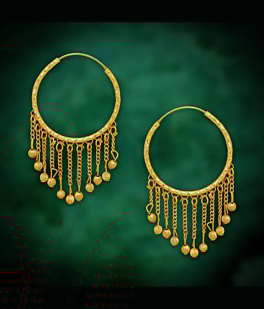 LUV FASHION Golden Bali Earrings ( Pack of 1 )
