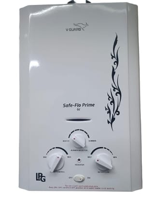 V-Guard Safeflo Prime 6Lit LPG Gas Geyser | Non storage water heater | 6Ltr Capacity | 2 Yr Warranty | (Wall Mounting) |(White) V-Guard Safeflo Prime 6Lit LPG Gas Geyser | Non storage water heater | 6Ltr Capacity | 2 Yr Warranty | (Wall Mounting) |(White