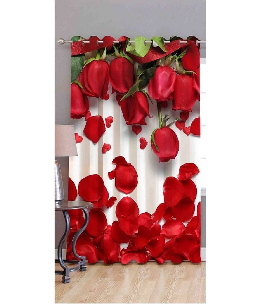 MAHALUXMI COLLECTION Single Window Semi-Transparent Eyelet Polyester Curtains Multi Color