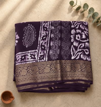 Handcrafted Batik Print Silk Saree Handcrafted Batik Print Silk Saree