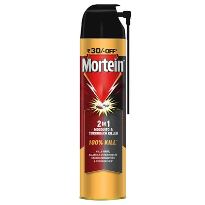 Mortein 2 In 1 Mosquito And Cockroach Killer Spray - 250Ml | Lemon Fragrance | 100% Kill Guarantee, Pack Of 1
