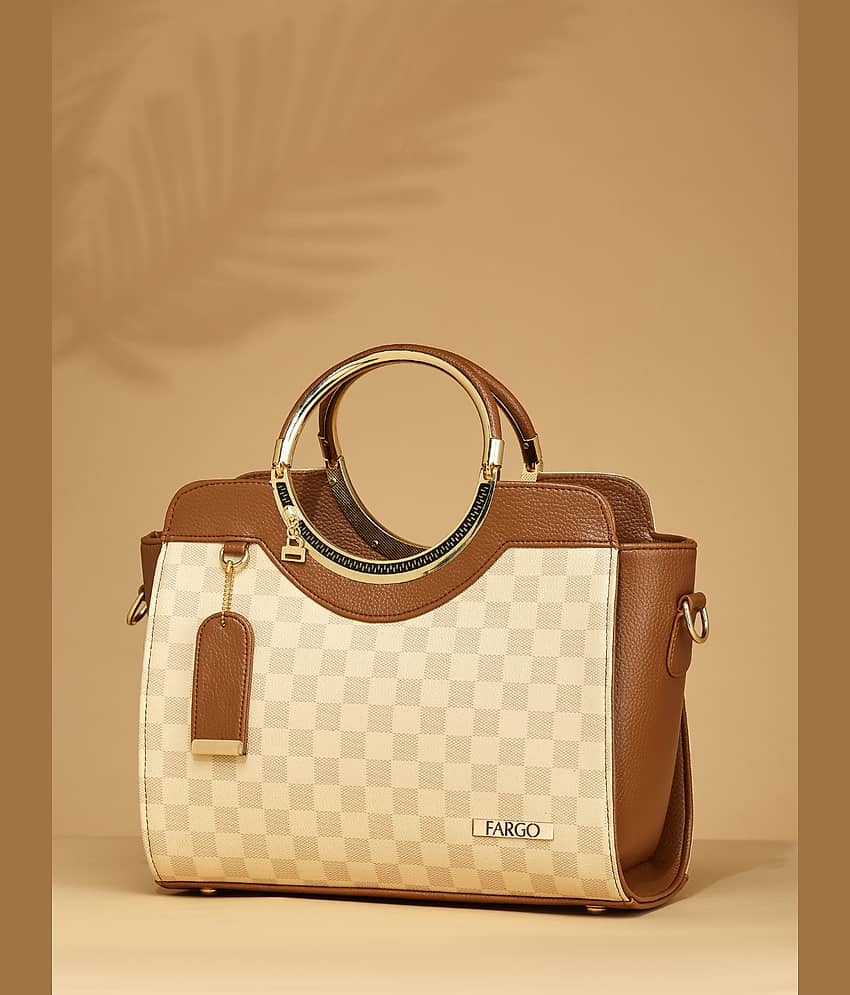 Fargo Beige Artificial Leather Handheld Bag