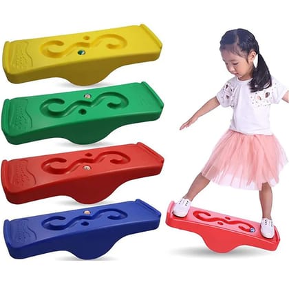 REZNOR Kids Rocking Seesaw S Shape Balance Board Fitness Training Board Balance Training Equipment Children Indoor Outdoor Activity Toy, Color May Vary