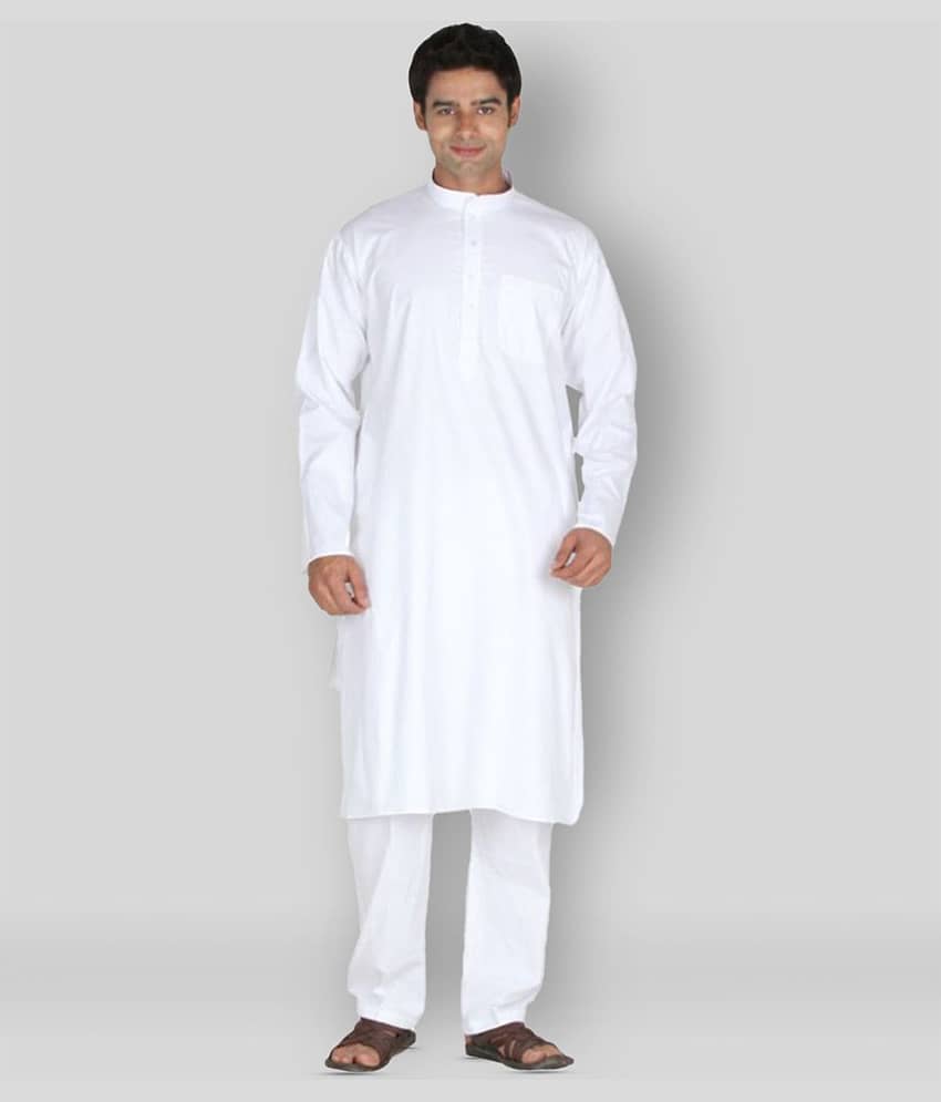 Sttoffa - White Cotton Regular Fit Men's Kurta Pyjama Set ( Pack of 1 )