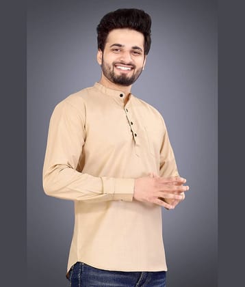 Nofilter Cotton Blend Plain Regular Kurta For Men ( Beige )