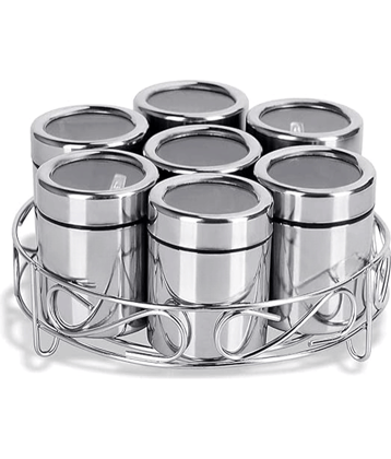 STEEPLE Stainless Steel Silver Spice Container ( Set of 7 )