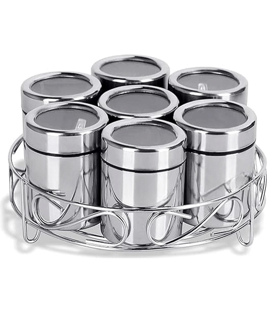 STEEPLE Stainless Steel Silver Spice Container ( Set of 7 )