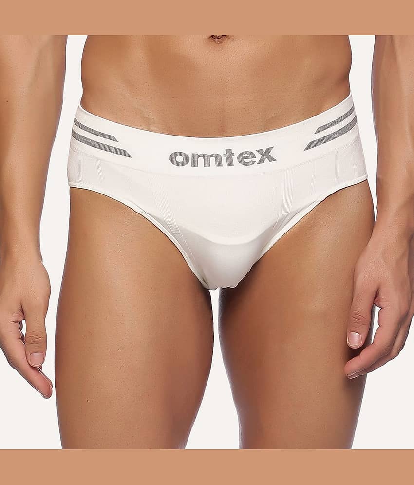 Omtex Pack of 1 Nylon Briefs For Men's ( White )