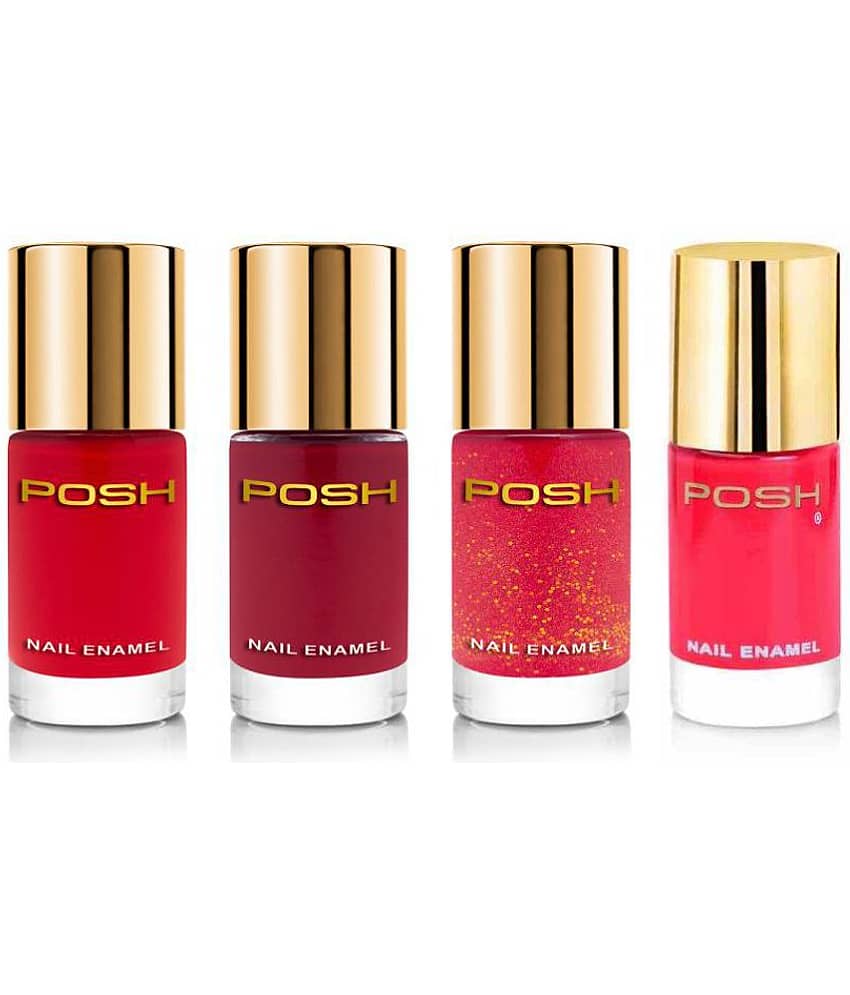 Posh Nail Polish Red Glossy Pack of 4 36 mL