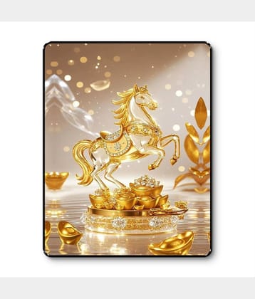 Livin'luxe Golden Horse Success Wall Art Black Frame Sparkle Lamination | Wealth & Power Vastu Office Decor