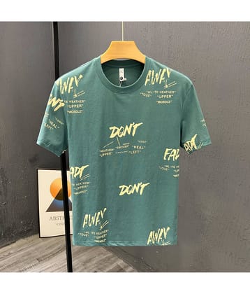 FABRIPPLE Polyester Regular Fit Printed Half Sleeves Men's Round T-Shirt - Black ( Pack of 1 )