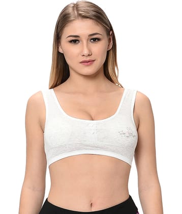 Elina Grey Cotton Solid Sports Bra
