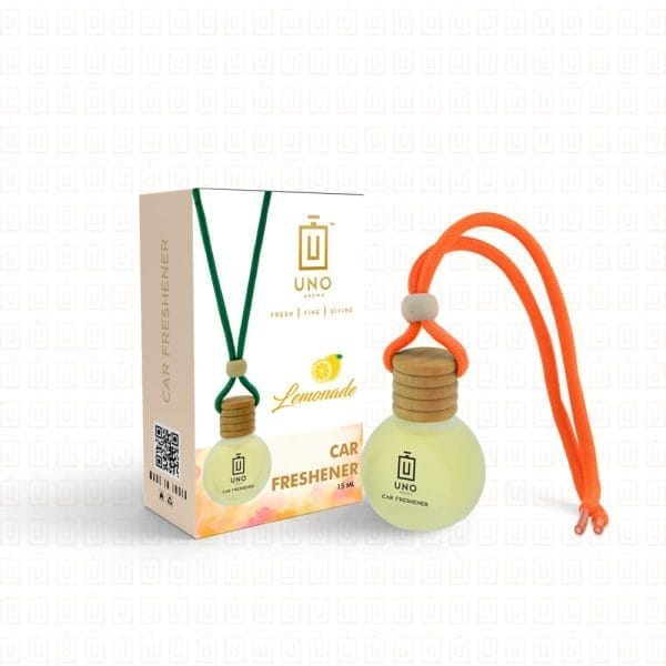 Car Air Freshener | Car Accessories | Long Lasting Good Smell Essential Oils Bottle with Wooden Lid (15ml) (Lemonade)