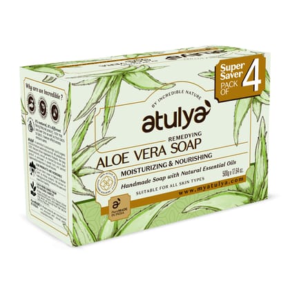 Atulya Aloe Vera Soap | Noursishing and Moisturising (Pack of 4) - 300 gm
