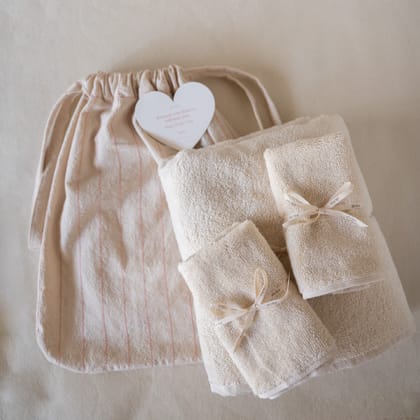 Rosette Soft Towel Gift Set-Crinkle Cotton - Natural