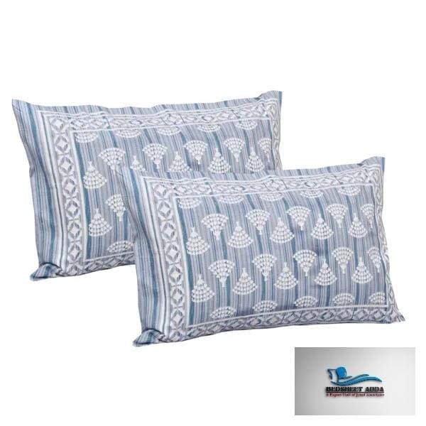 3001-Hometrade India-Standard King Size (90*108 Inches)-Pure Cotton Jaipuri Double Bedsheet With Matching Pillow Cover