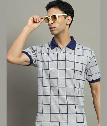 GET GOLF Pack of 1 Cotton Blend Regular Fit Checks Half Sleeves Men's Polo T Shirt ( Grey )
