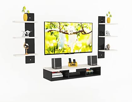 DAS Harries TV Entertainment Unit Stand Set TOP Box Stand with Shelves and Display Rack Black & Frosty White Small- Ideal for UP to 32 INCH Screen DAS Harries TV Entertainment Unit Stand Set TOP Box Stand with Shelves and Display Rack Black & Frosty White Small- Ideal for UP to 32 INCH Screen