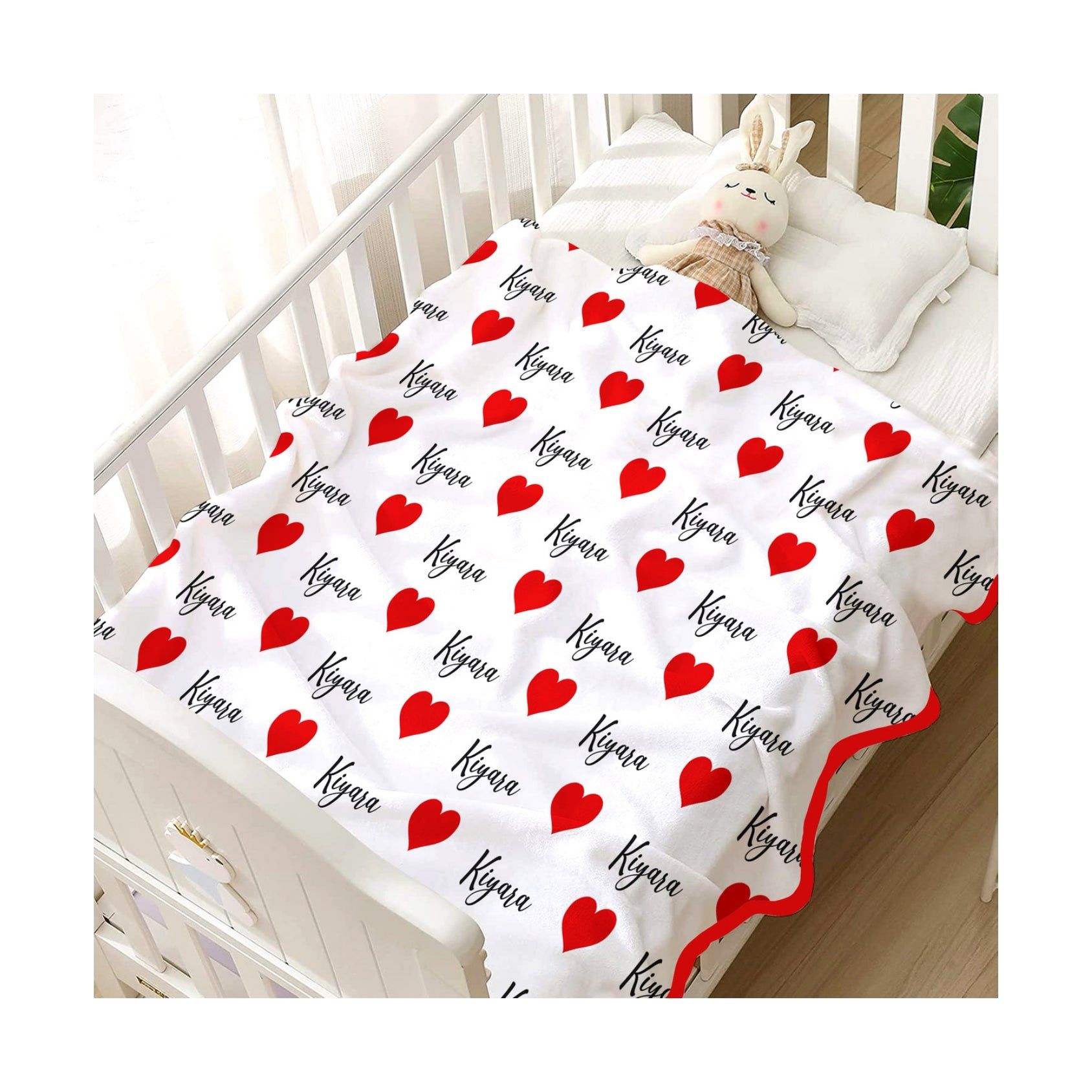 Perosnalised Cotton Blankets for Kids - Snuggle Hearts design-Toddler (30W" x 39H")