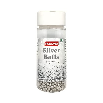 Puramio Silver Balls (3-4 mm) for Cake Decoration, 50 gm