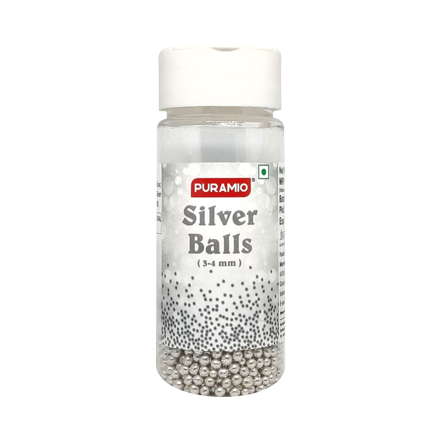 Puramio Silver Balls (3-4 mm) for Cake Decoration, 50 gm