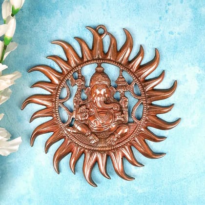 Ganesh Wall Hanging Murti | Ganesha Wall Statue With Sun - for Home Entrance & Main Door |Religoius & Spiritual Wall Art - For Puja, Living Room Decor & Gift  - 11 Inch