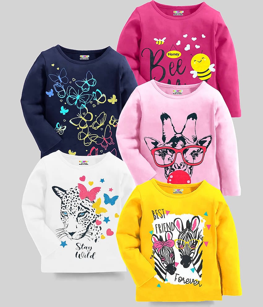 Kuchipoo Pack of 5 Girls Cotton Blend T-Shirt ( Multicolor4 )