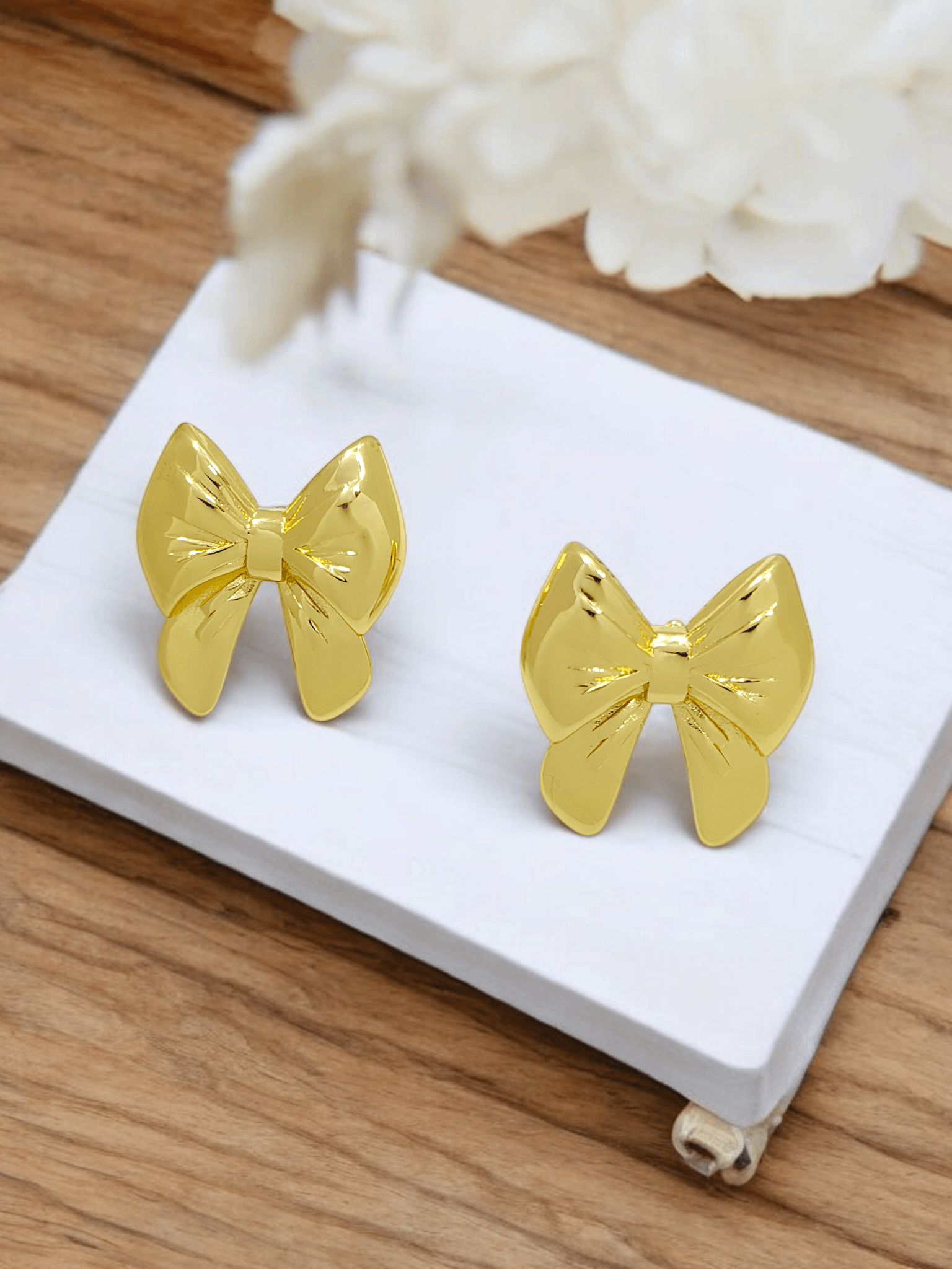 Gold Bow Stud Earrings