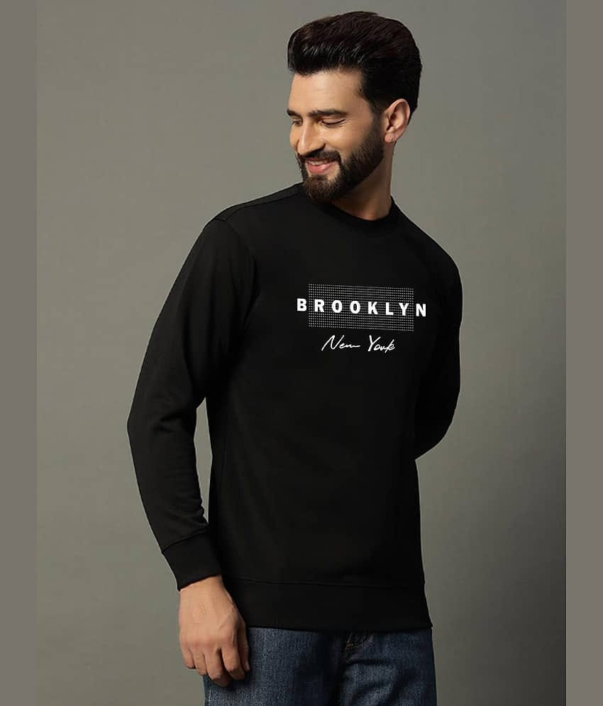 JUGULAR Cotton Regular Fit Printed Full Sleeves Men's Round T-Shirt - Black ( Pack of 1 )