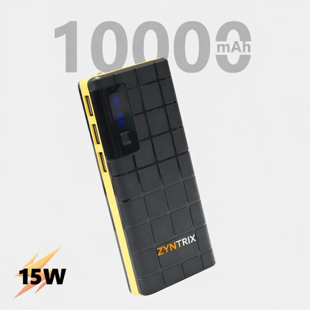 Zyntrix 10000mAh Power Bank 15W Fast Charging with LED Display & Dual USB Output