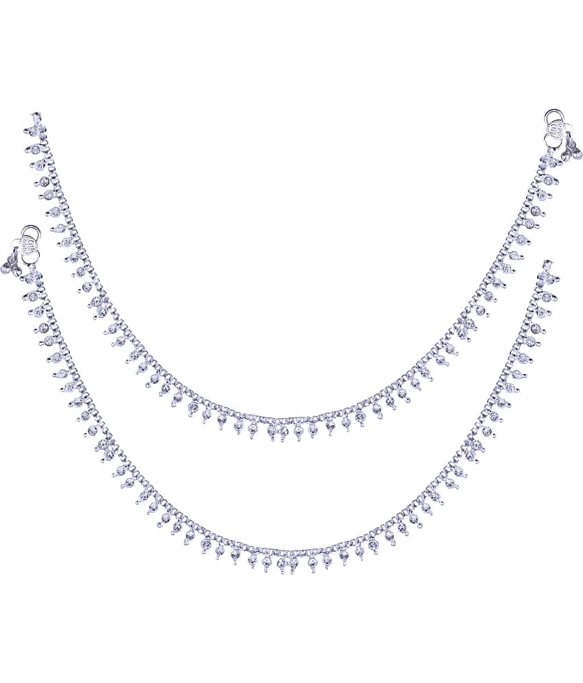 Vighnaharta Silver Anklets ( Pack of 2 )