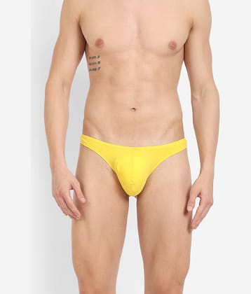 La Intimo Pack of 1 Cotton Blend Thongs For Men's ( Yellow )