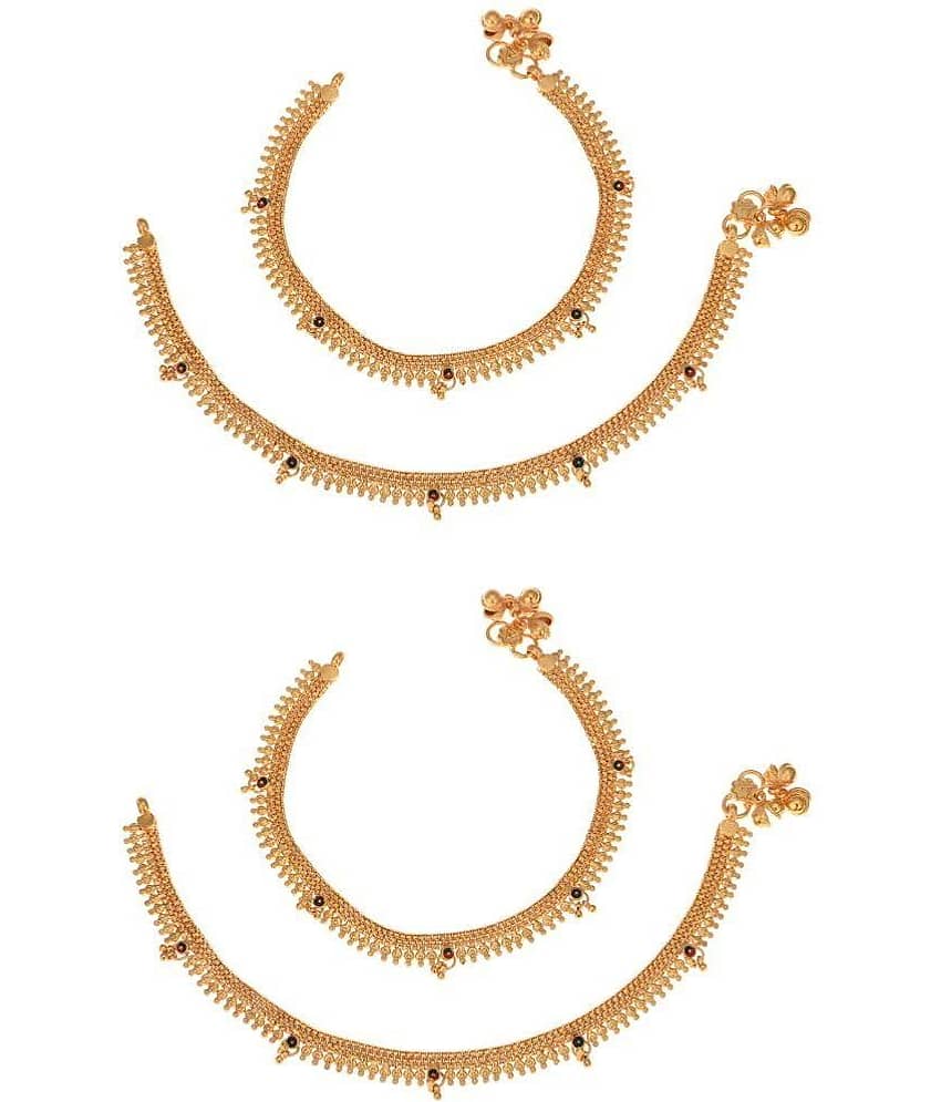 AanyaCentric - Gold Anklets ( Pack of 2 )