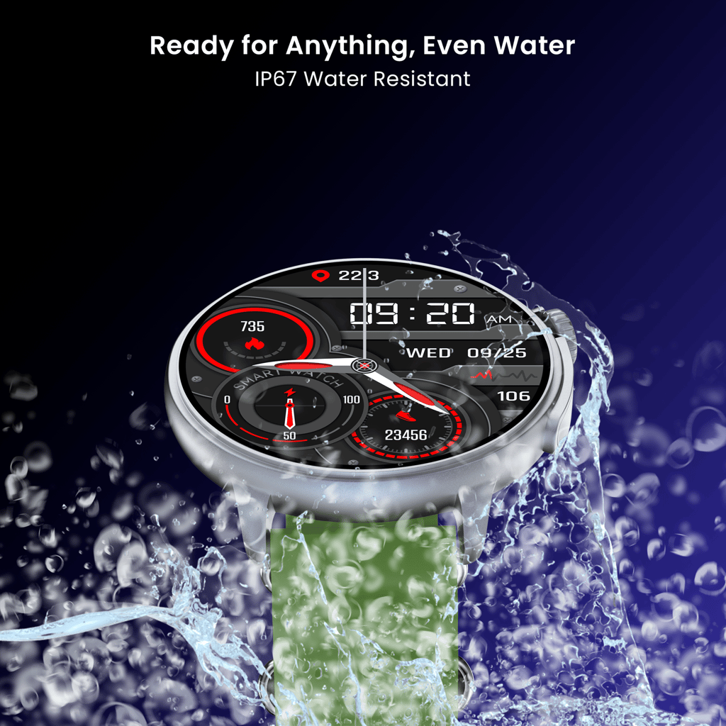 CELLECOR M7 PRO RAY 1.43" AMOLED Display | 700 NITS | AOD | BT-Calling | AI Voice | Split Screen | IP67 | Rotating Crown | SmartWatch (Black Green)