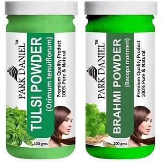 PARK DANIEL Pure & Natural Tulsi Powder & Brahmi Powder Combo Pack of 2 Bottles of 100 gm (200 gm ) (200 ml)