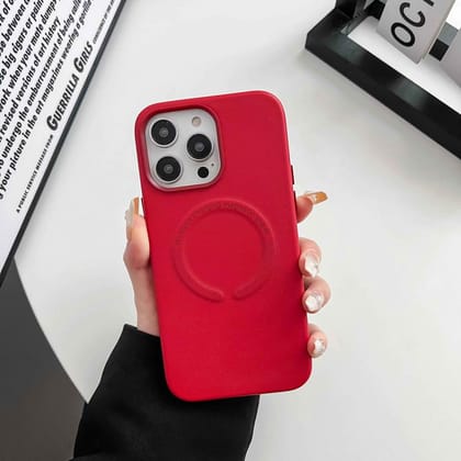 iPhone Series Premium Vegan Leather Magsafe Case-iPhone 11 / Crimson